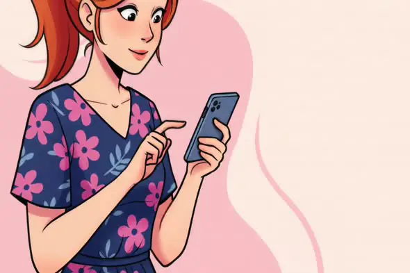 Animated Woman Engaging with Smartphone