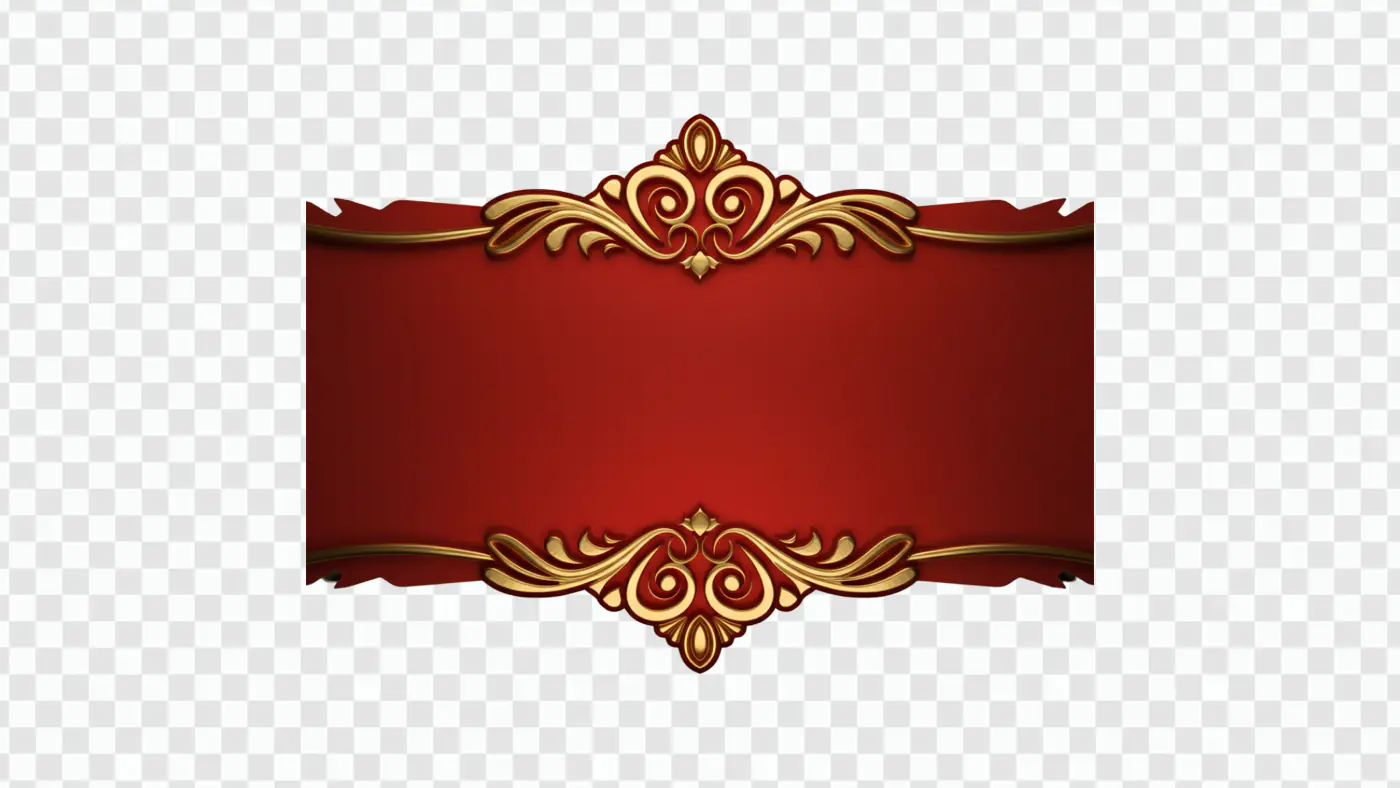 Luxurious Red Banner Golden Ornate Frame PNG