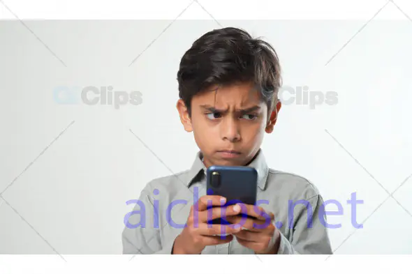 Confused Child Using Smartphone