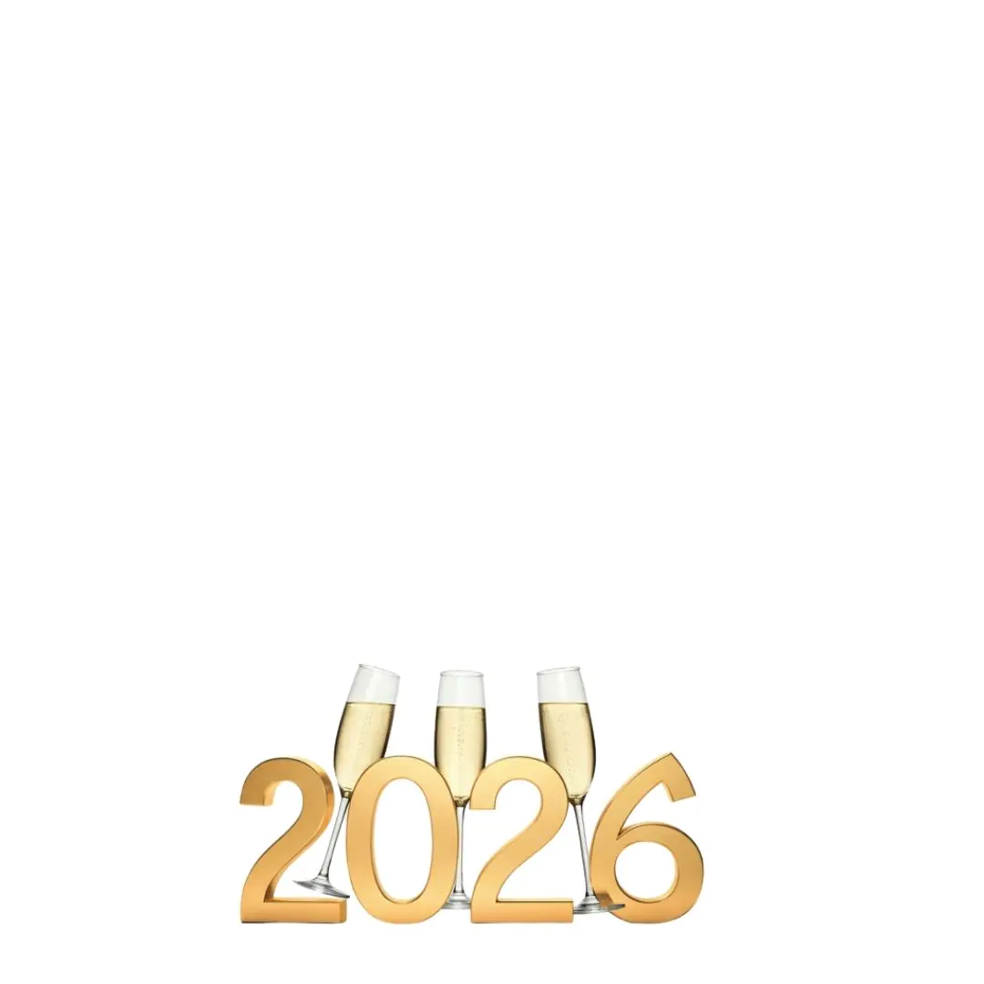 Celebratory 2026 Champagne Toast Golden Numbers PNG