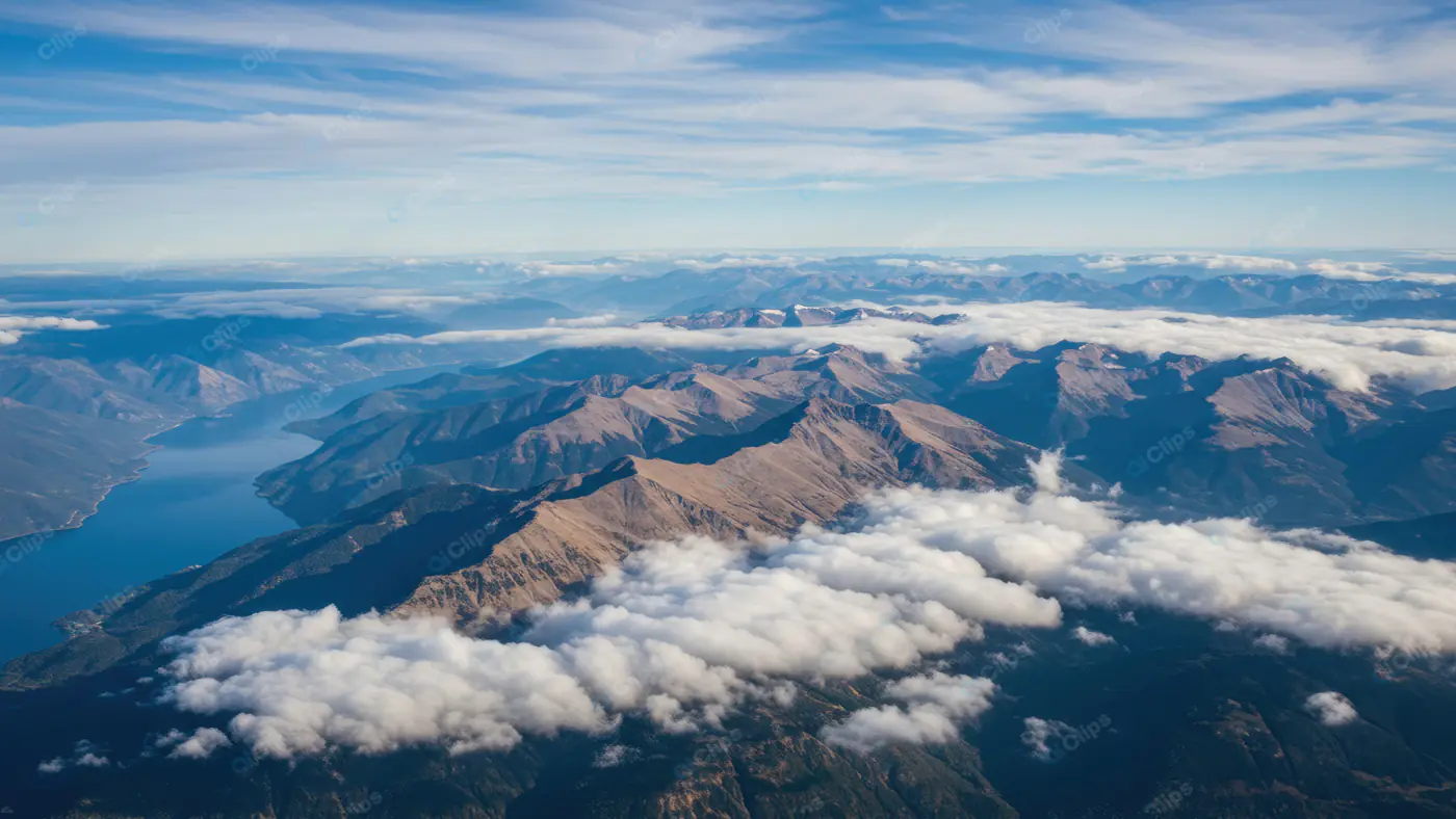Aerial Mountain Range Cloudscape