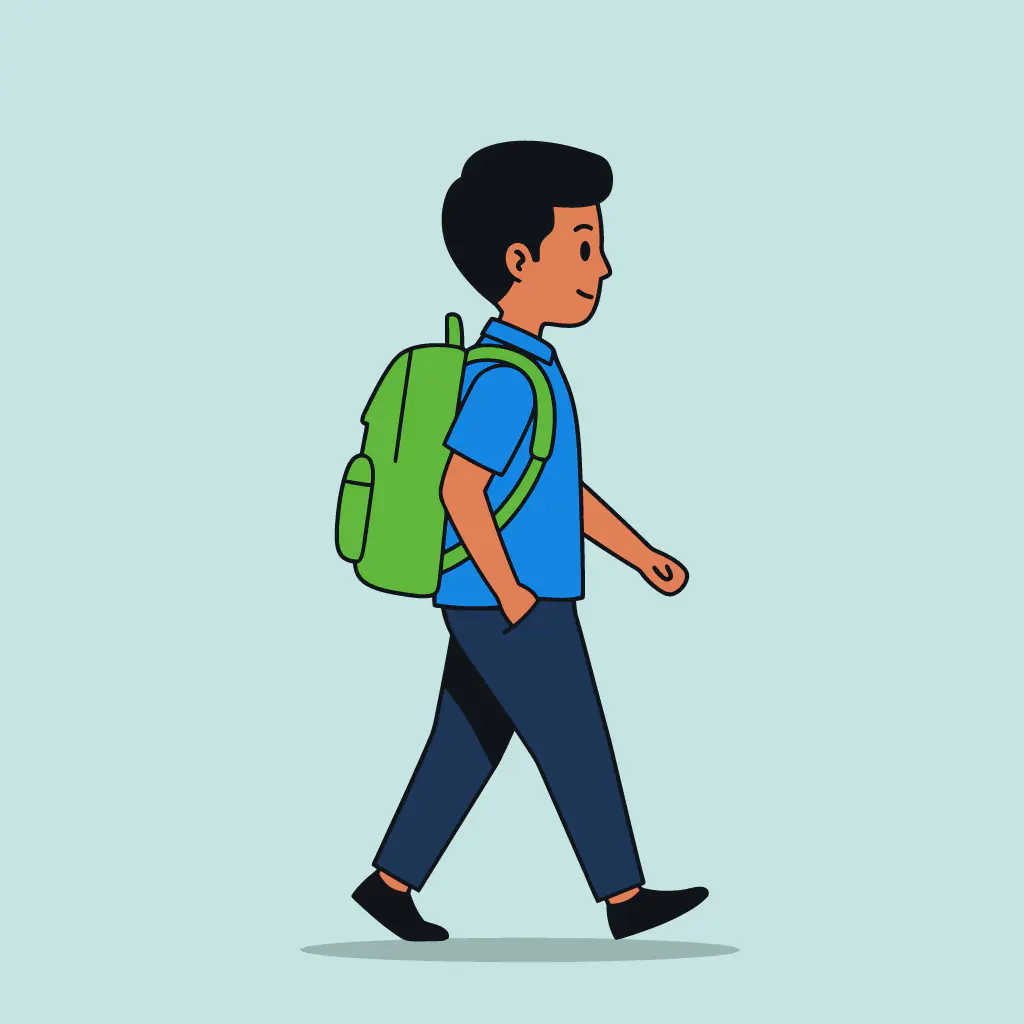 Student with Backpack Vector Illustration
