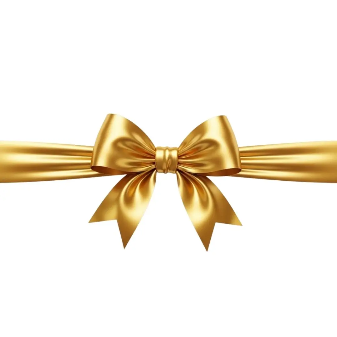 Luxurious Golden Satin Gift Ribbon Bow Clipart PNG