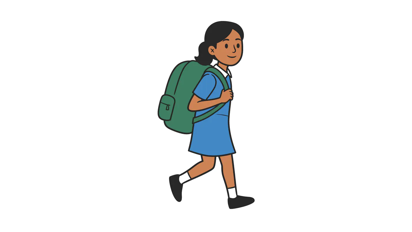 Schoolgirl Walking Vector