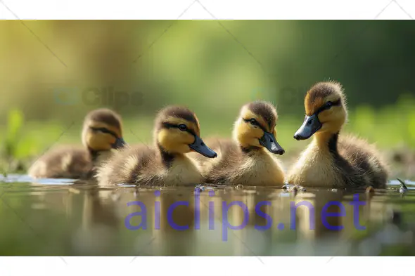 Ducklings Swimming Together