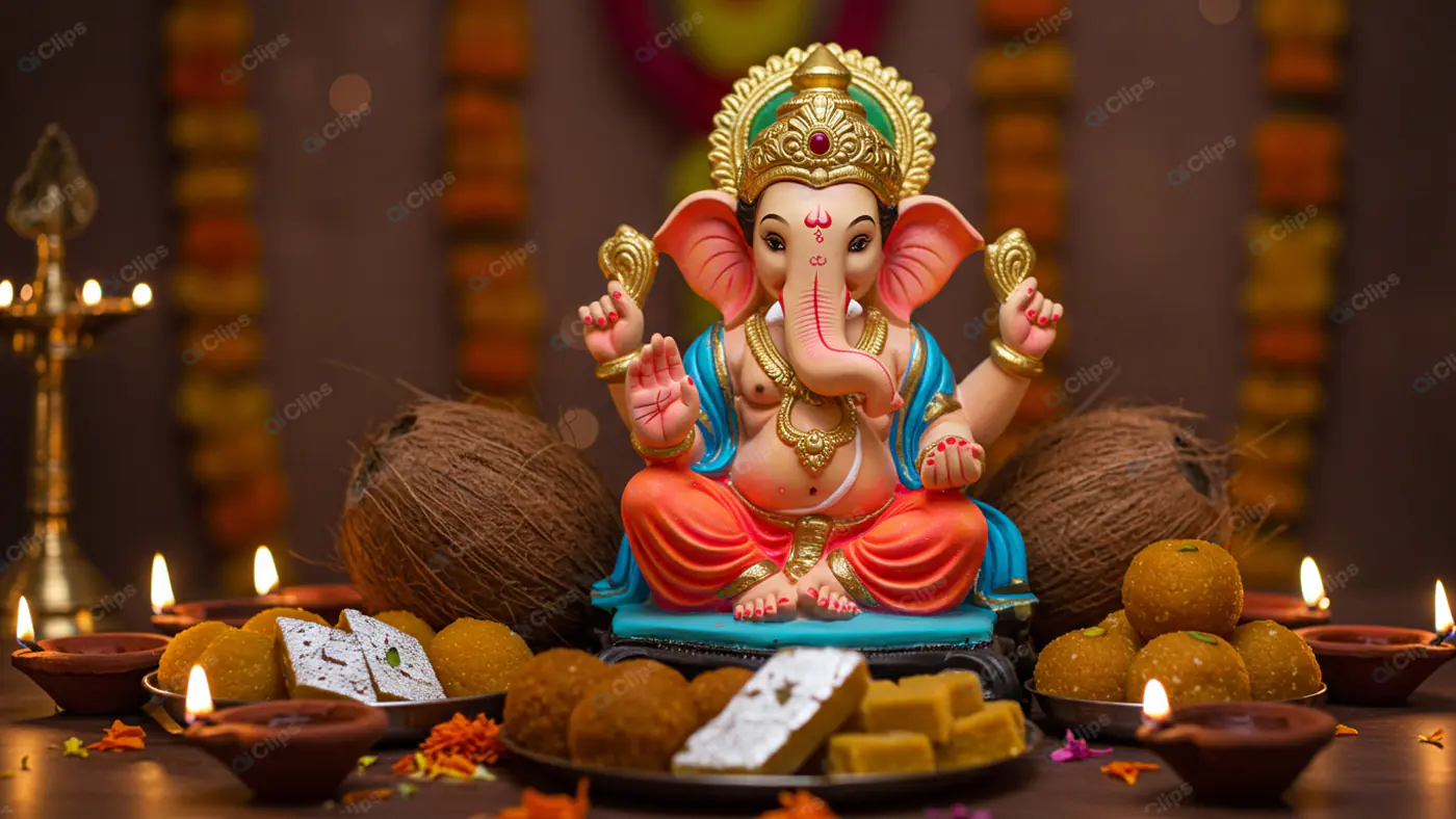 Ganesha Altar with Devotional Offerings