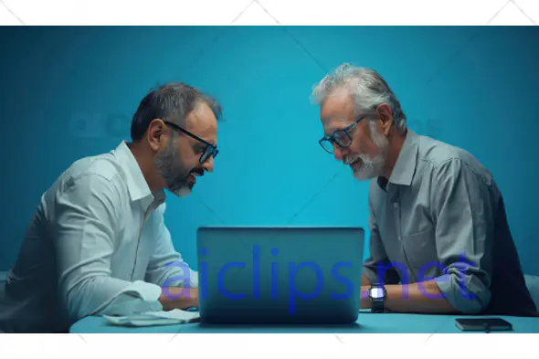 Senior Professionals Collaborating on Laptop