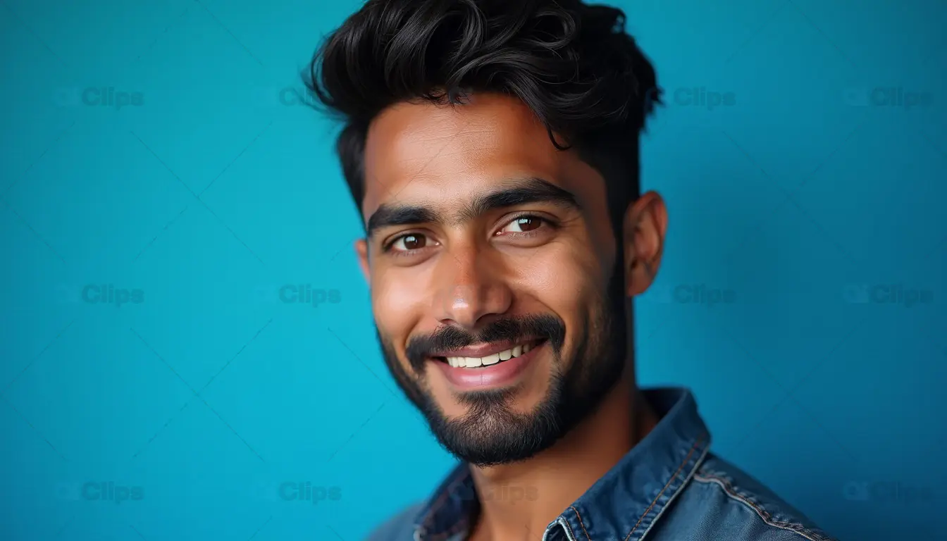 Smiling Young Man with Denim Shirt