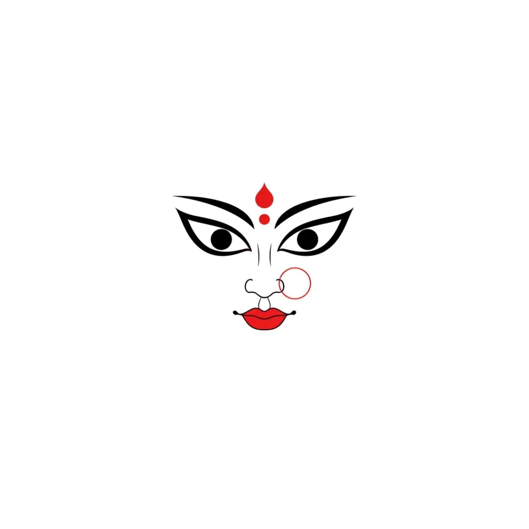 Minimalist Goddess Face with Red Accents PNG