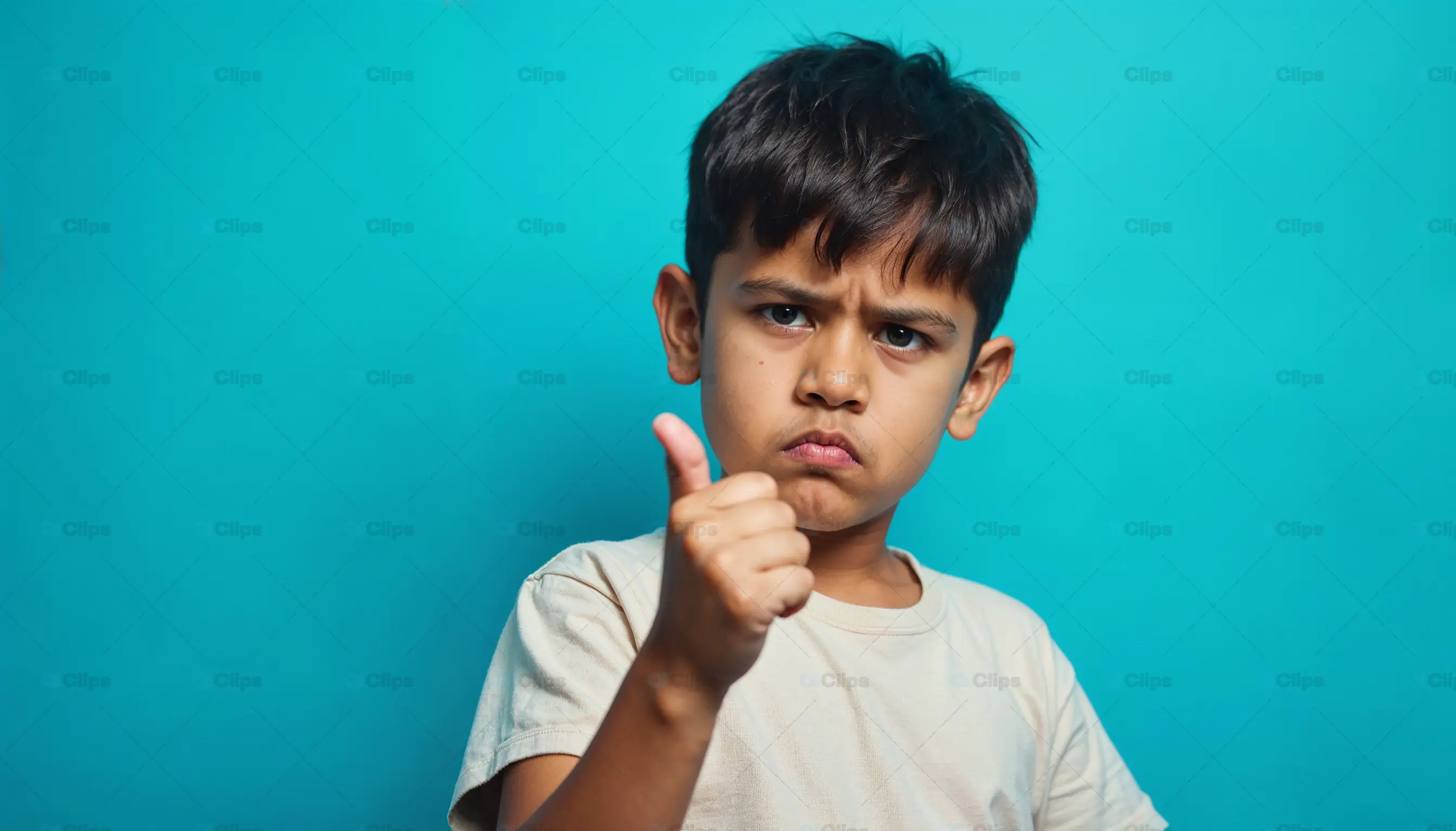 Determined Boy Giving Thumbs Up