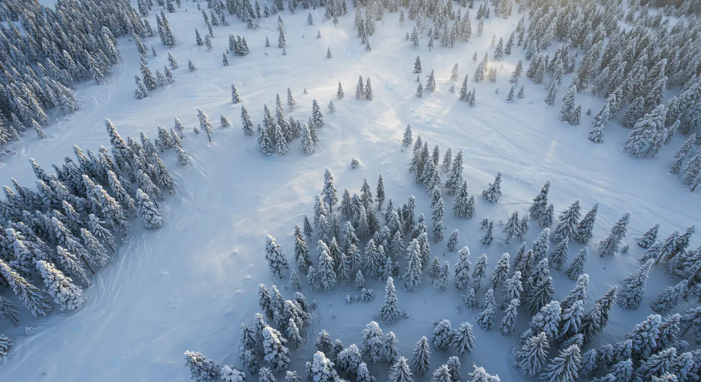 Aerial Winter Forest Wonderland