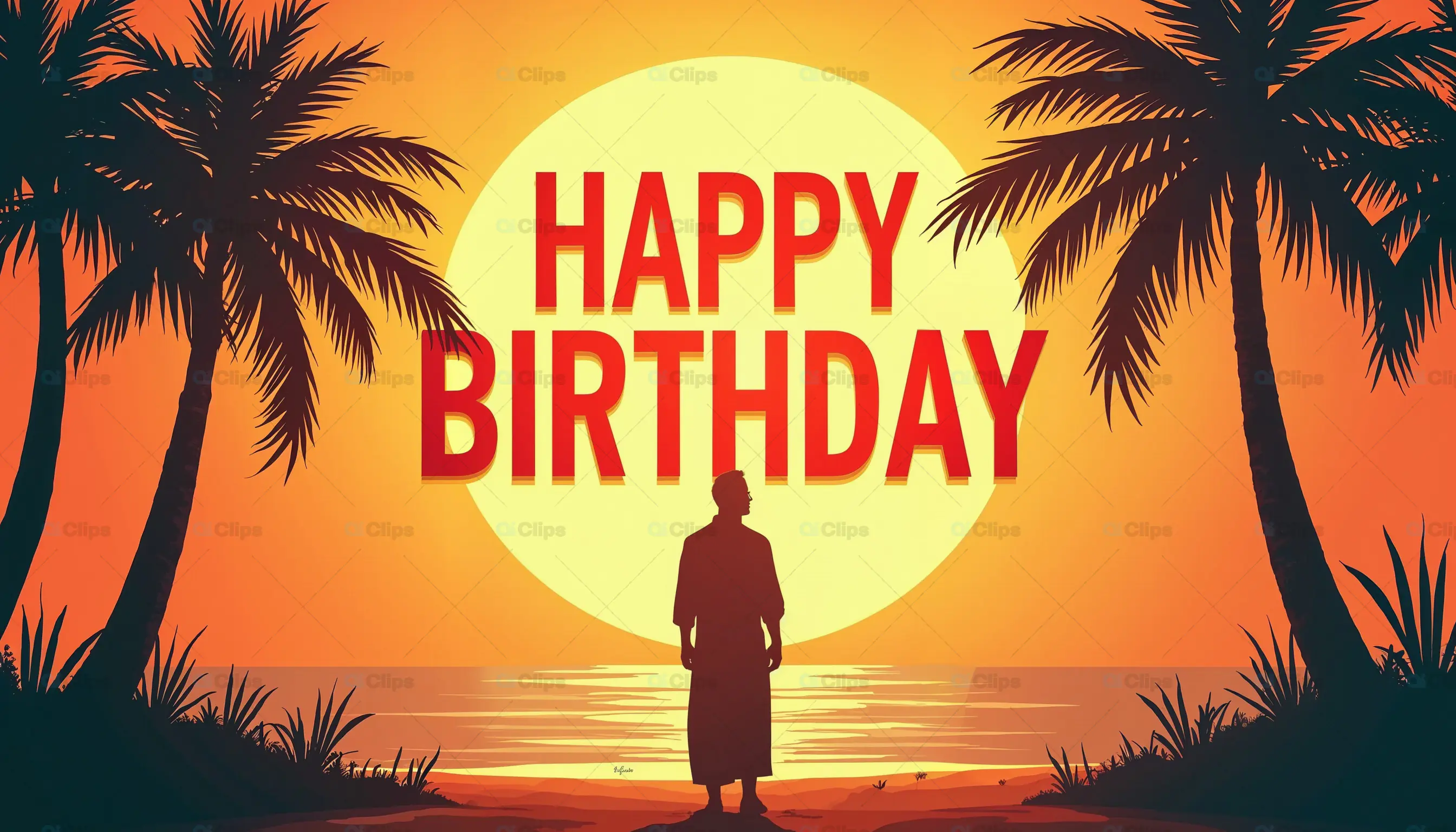 Happy Birthday Tropical Sunset Design