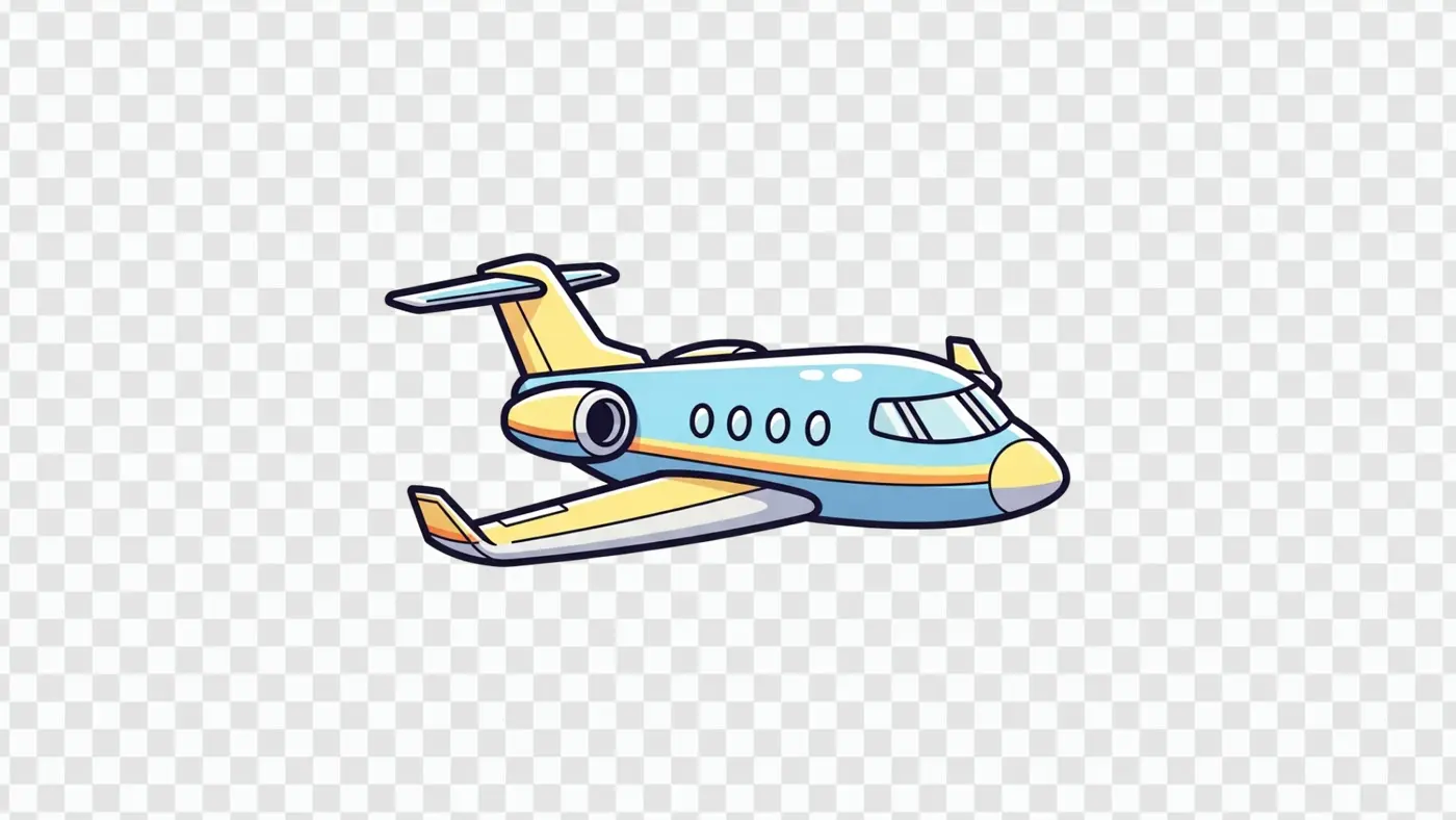 Light Blue and Yellow Cartoon Private Jet PNG Clipart