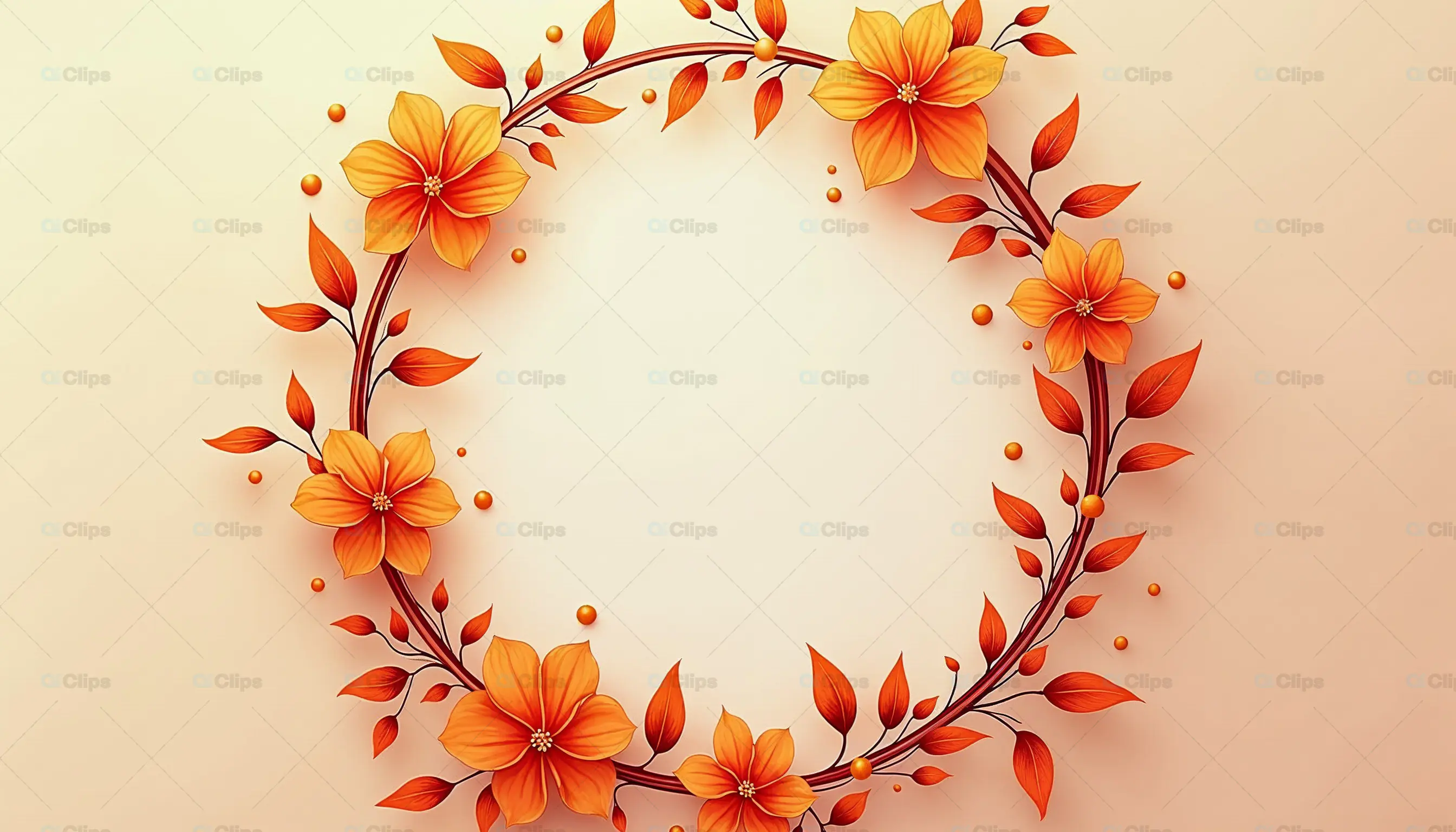 Elegant Orange Floral Wreath