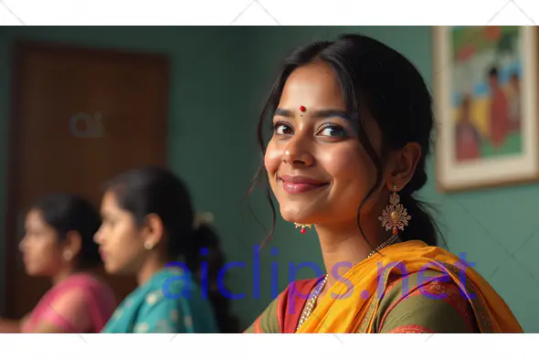Indian Woman in Traditional Attire Smiling
