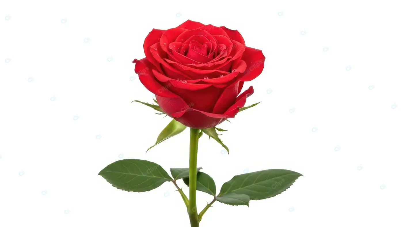 Flawless Red Rose with Delicate Dewdrops