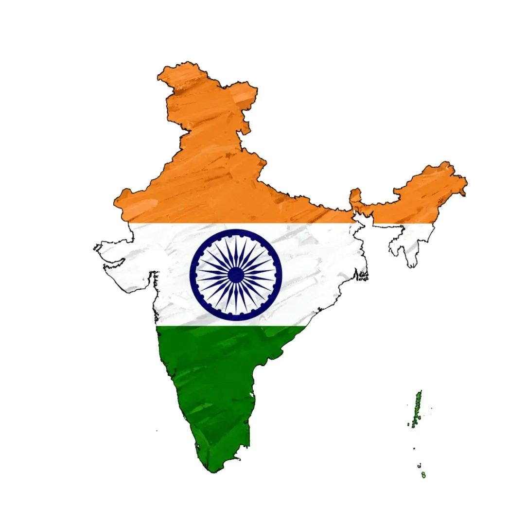 Indian Map with Tricolor Flag Design PNG