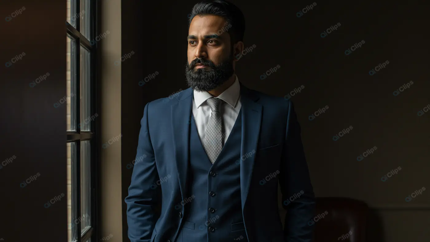 Sophisticated Businessman in Blue Suit