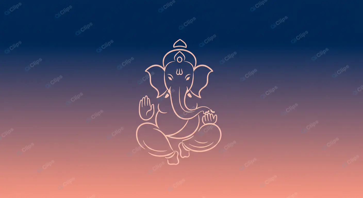 Ethereal Ganesha Line Art on Sunset Gradient