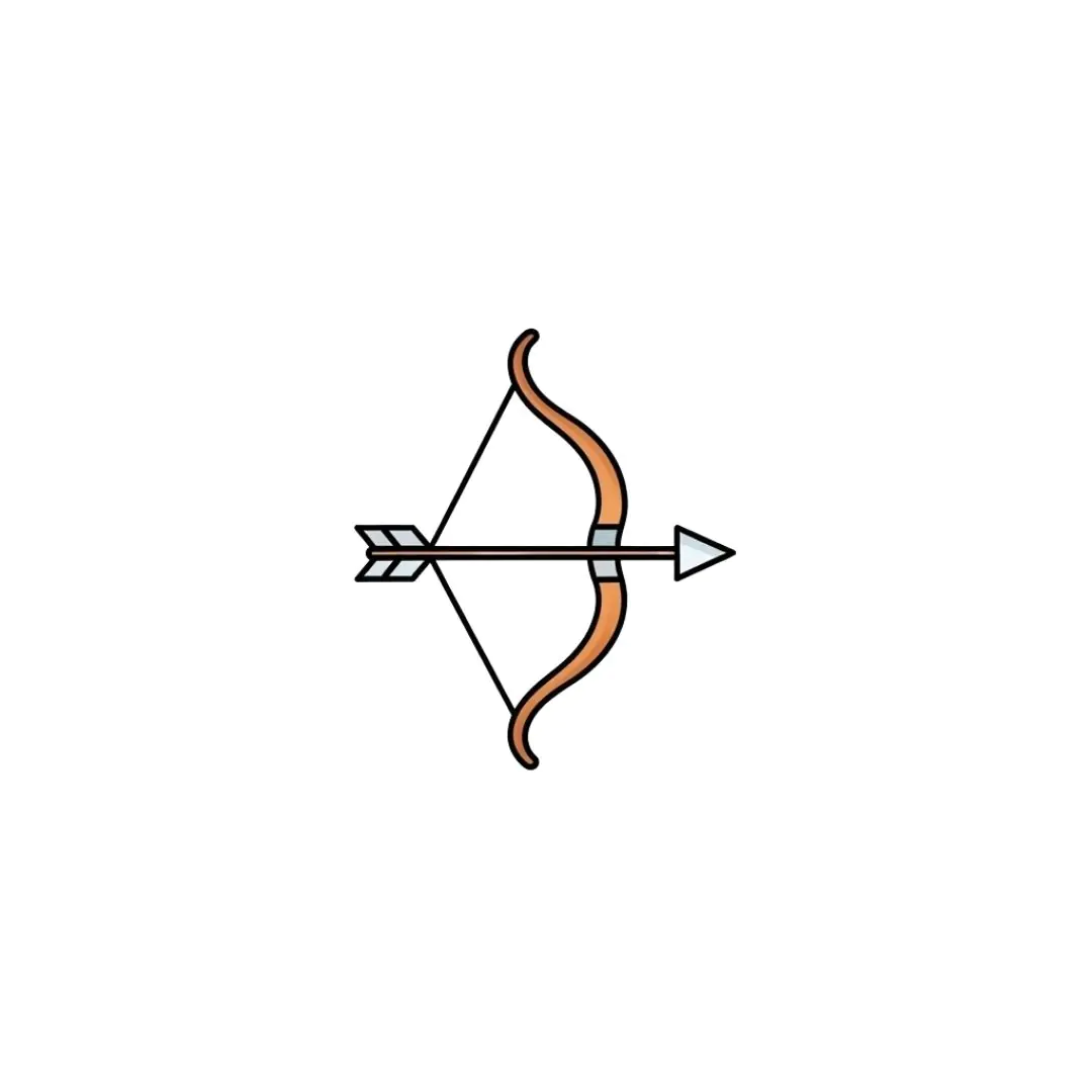 Minimalist Bow and Arrow Archery Icon PNG