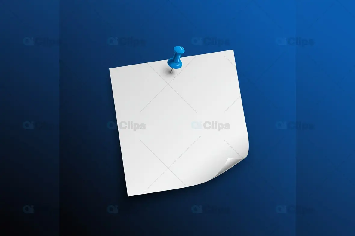 Pinned Paper Mockup with Curved Edge on Gradient Blue Background