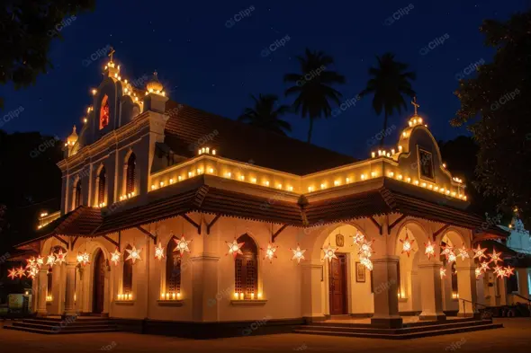 Illuminated Church on a Starry Night