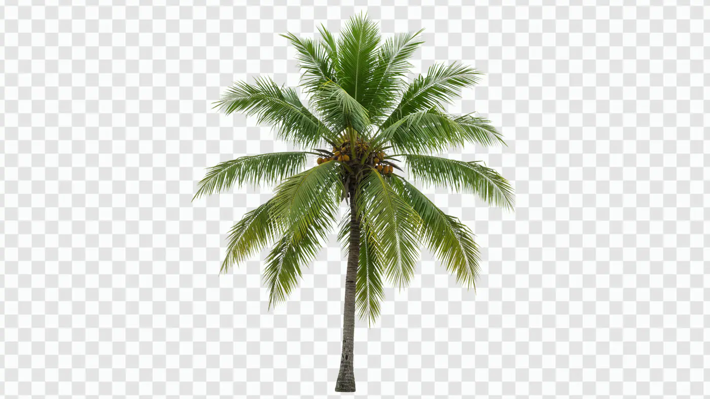 Lush Tropical Coconut Palm Tree Isolated PNG