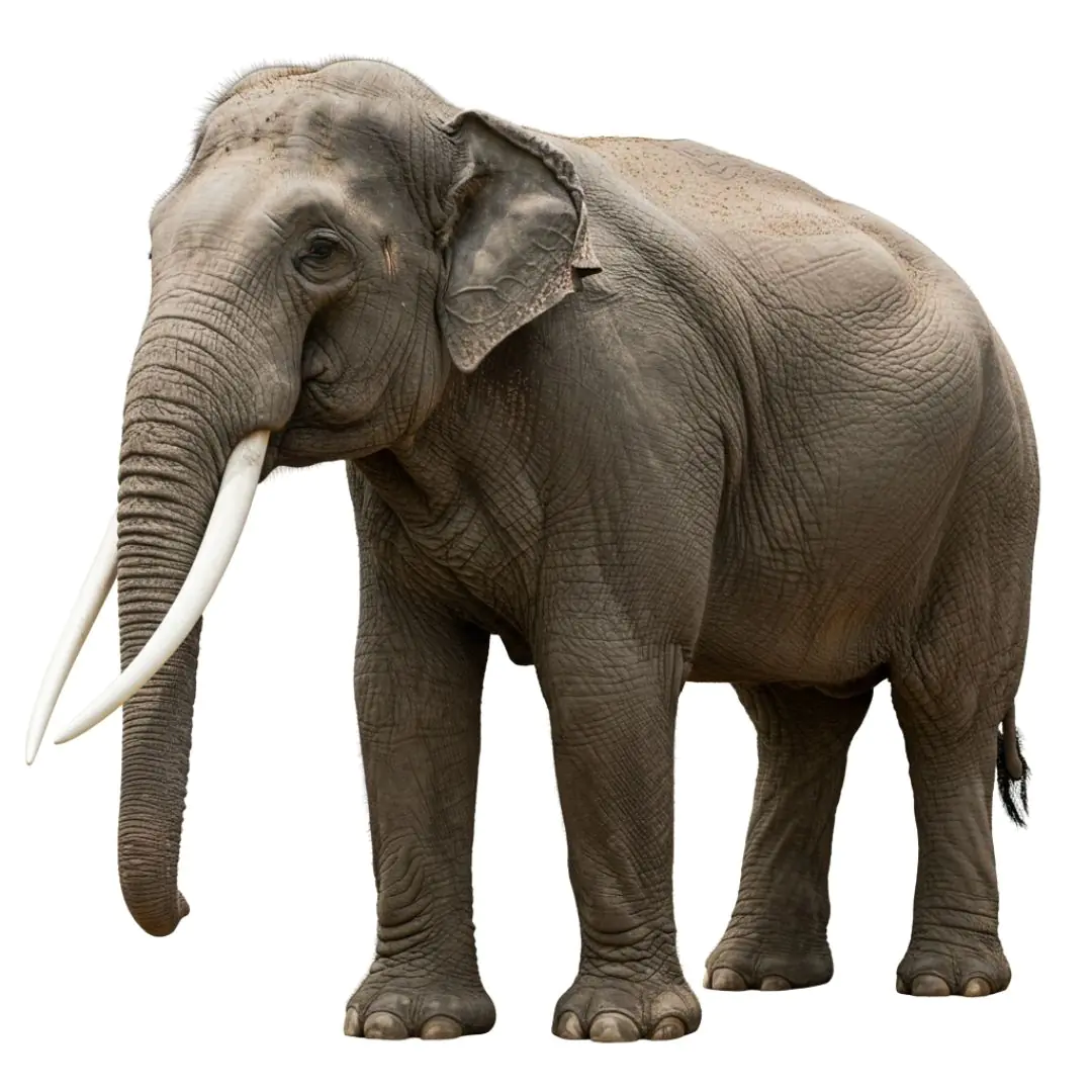 Majestic Asian Elephant with Tusks PNG Clipart