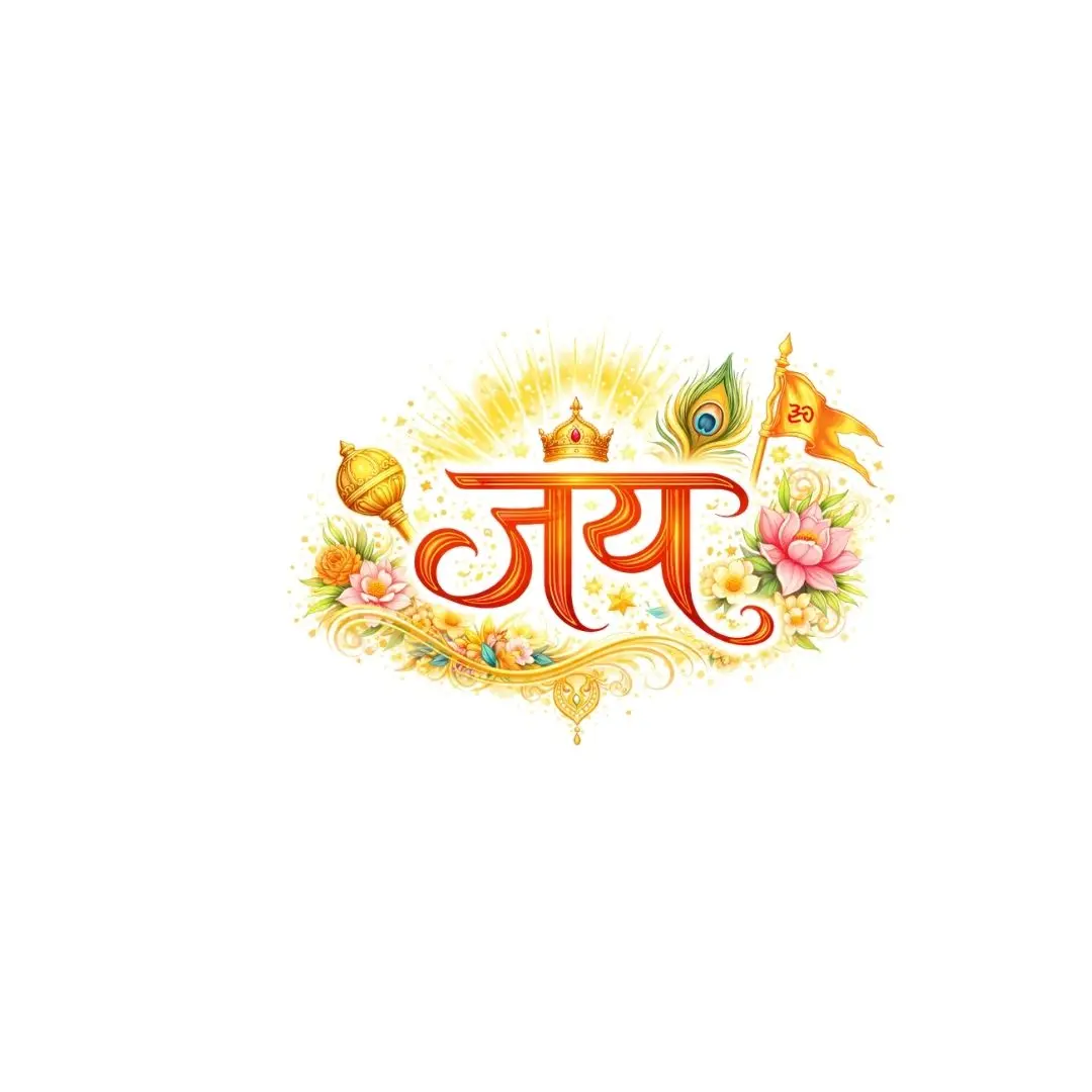 Jai Hindi Calligraphy With Religious Elements Clipart PNG