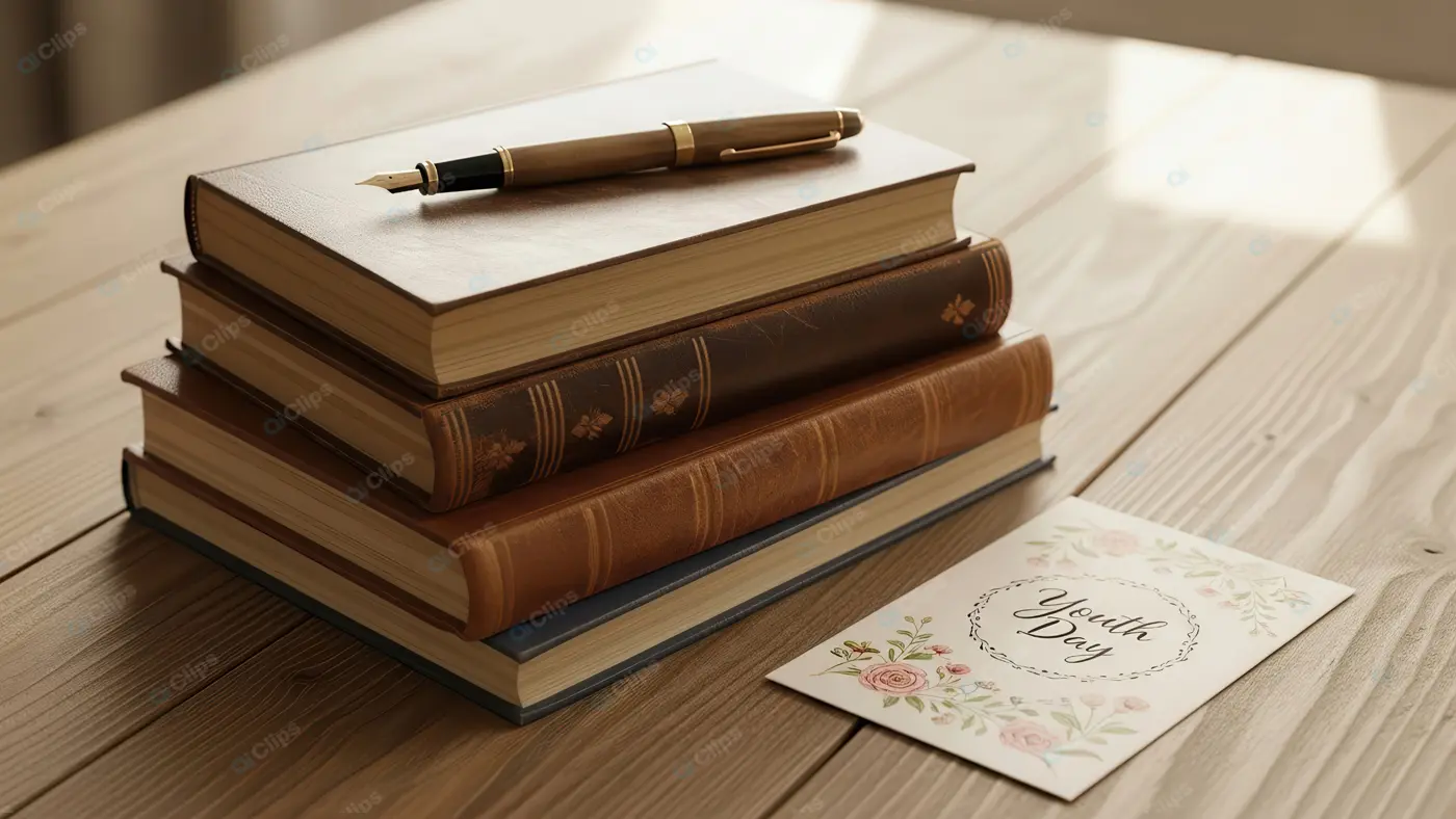 Classic Literary Still Life with Fountain Pen
