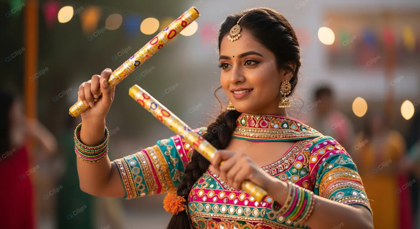 Energetic Dandiya Performer
