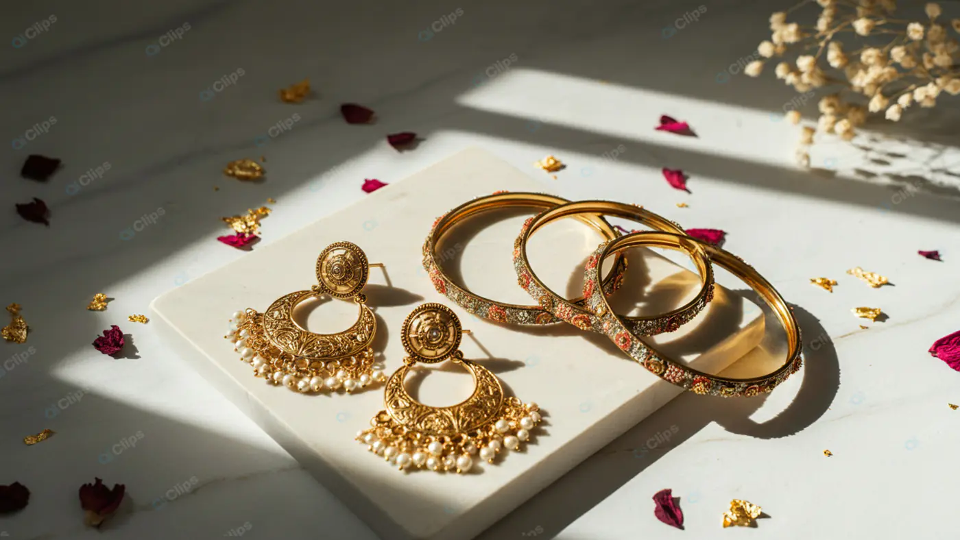 Sunlit Traditional Indian Jewelry Display
