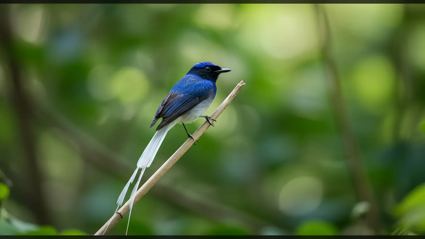 Indian Paradise Flycatcher Perched Gracefully in Natural Habitat