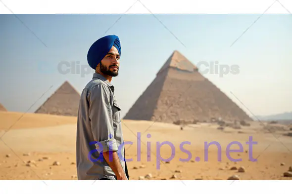 Man with Turban at Egyptian Pyramids