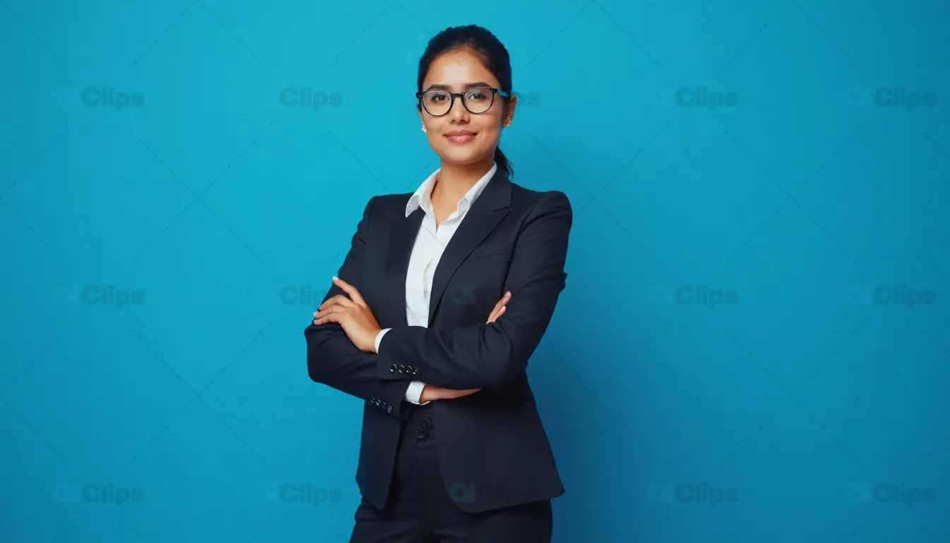 Young Confident Businesswoman in Glasses