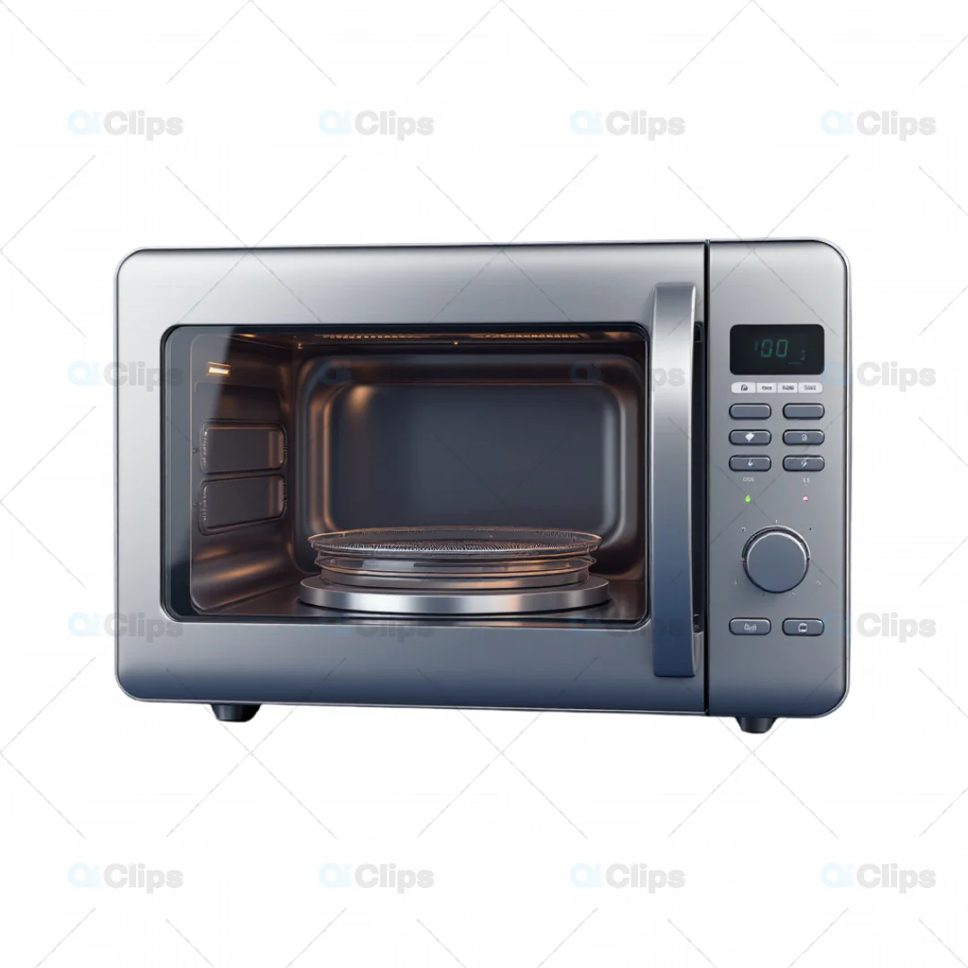 3D Stainless Steel Microwave Oven Model with Control Panel