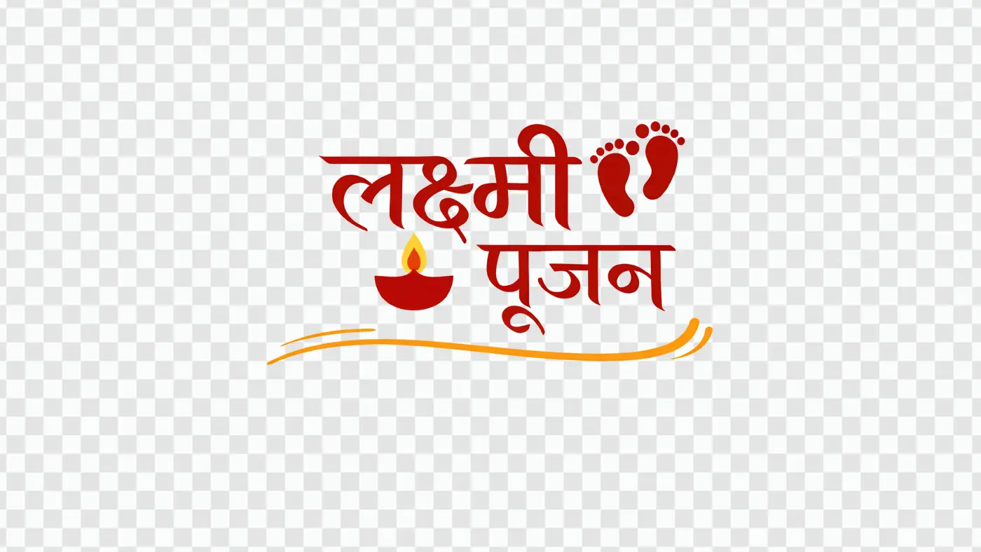 Auspicious Lakshmi Pujan Hindi Calligraphy Art Clipart PNG