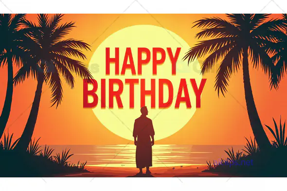Happy Birthday Tropical Sunset Design