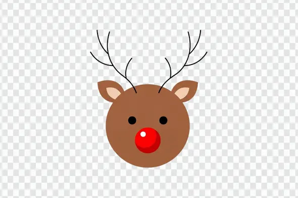 Cute Christmas Reindeer Rudolph Face Illustration PNG Clipart