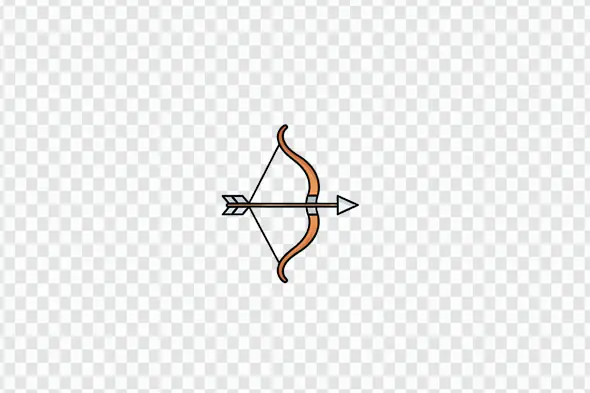 Minimalist Bow and Arrow Archery Icon PNG