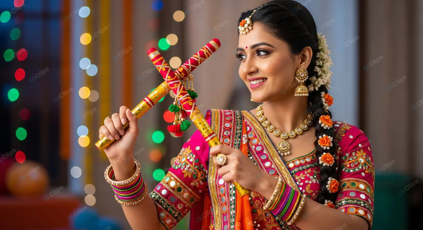 Joyous Dandiya Dancer