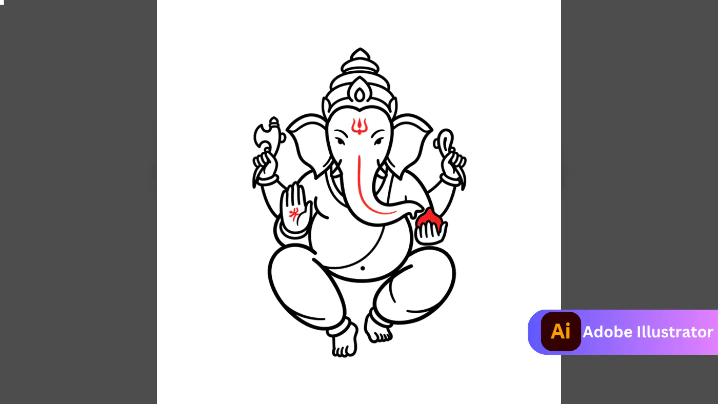 Ganesha Outline Vector
