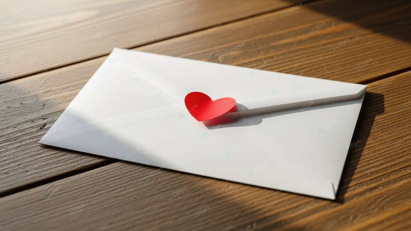 Romantic Love Letter with Red Heart Seal