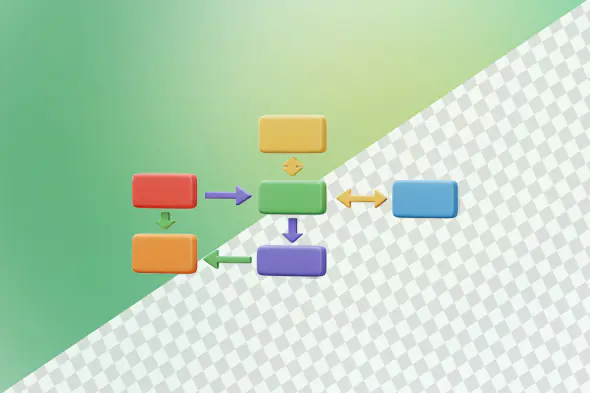 Colorful workflow diagram with connected rectangular blocks