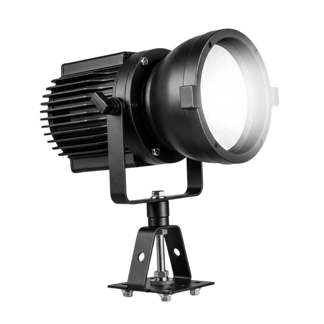 Matte Black Industrial LED Spotlight on Stand PNG