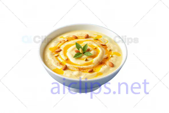 3D Creamy Hummus Bowl with Garnish