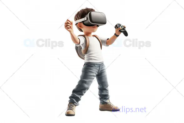 3D Boy Avatar with VR Headset and Controller