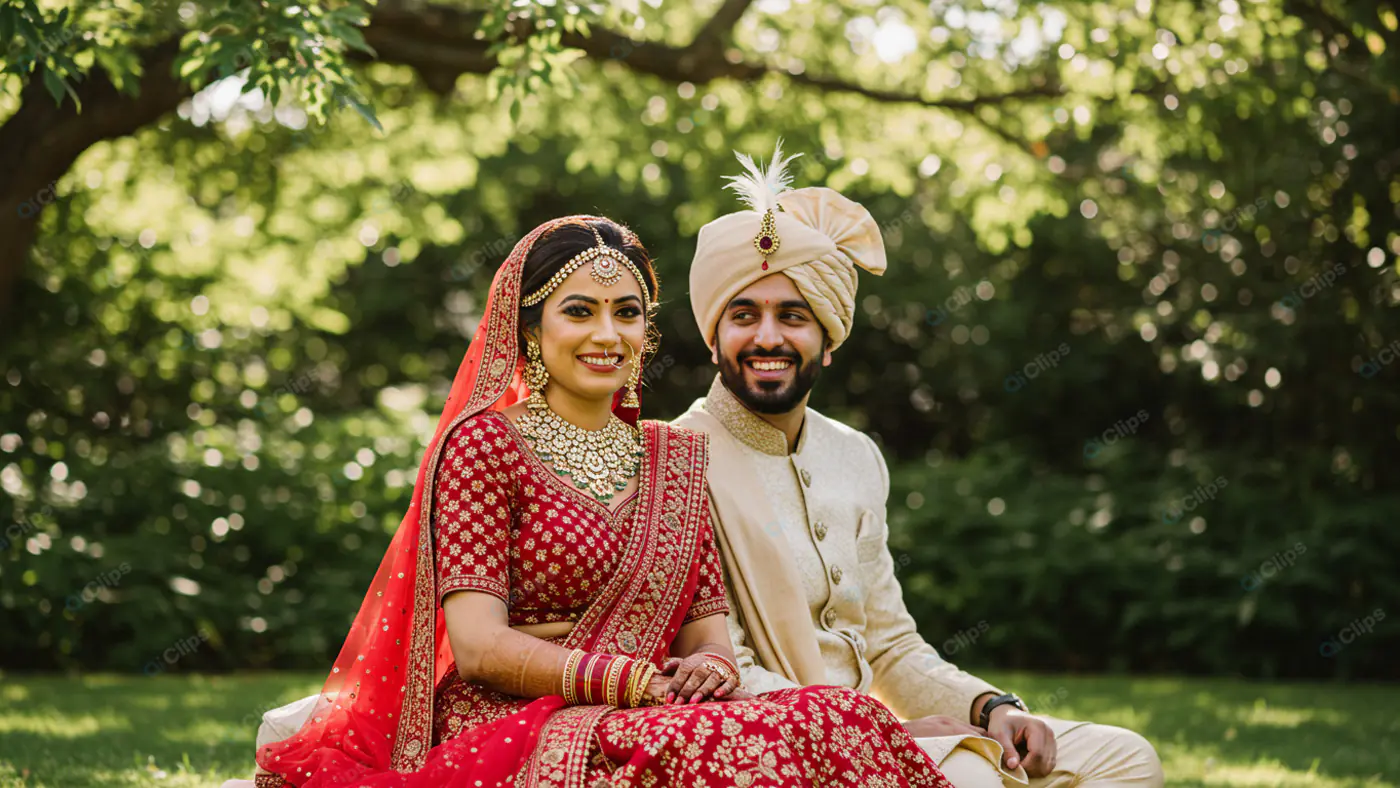 Outdoor Indian Wedding Portrait