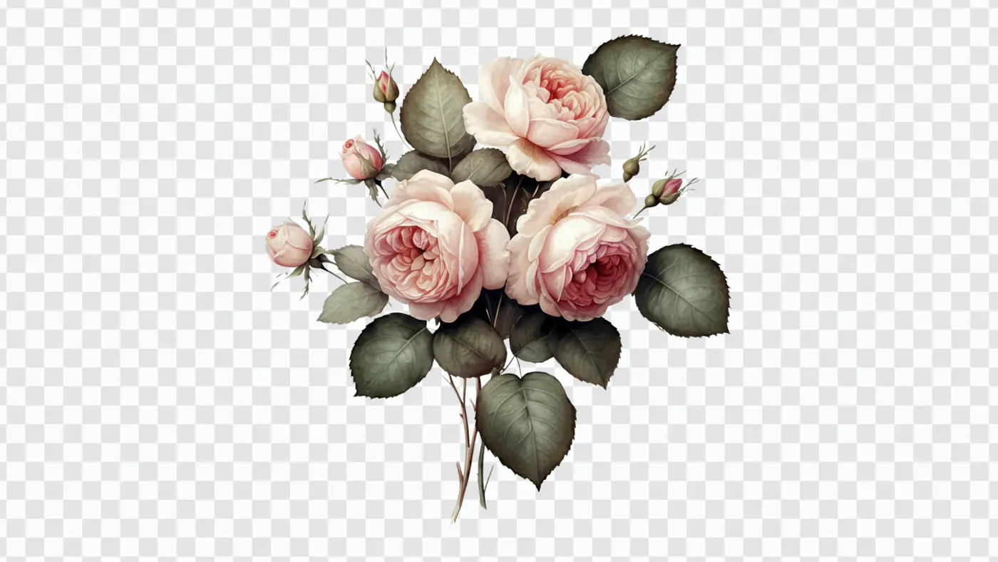 Delicate Pink Roses Floral Arrangement PNG Clipart