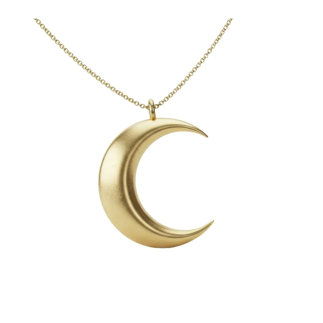 Golden crescent moon pendant necklace 3D model